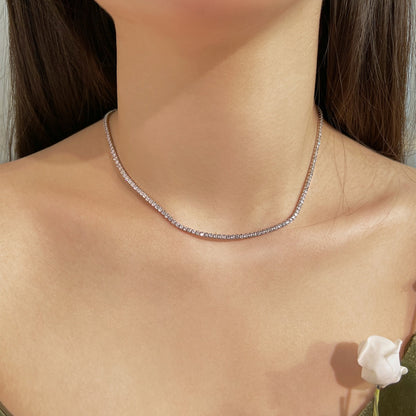 [Royal Jewelry]Delicate Round Shape Tennis Necklace