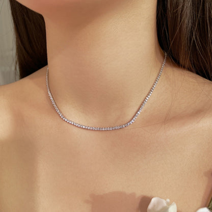 [Royal Jewelry]Delicate Round Shape Tennis Necklace