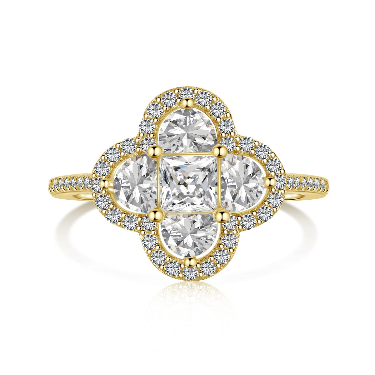 [Royal Jewelry]Luxurious Eternity Flower Shape Banquet Ring