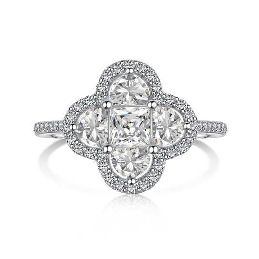 [Royal Jewelry]Luxurious Eternity Flower Shape Banquet Ring