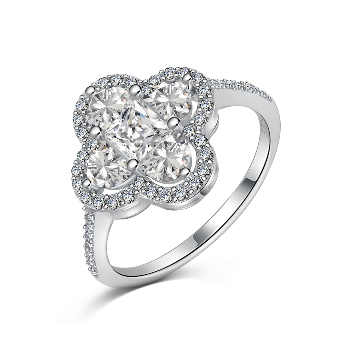 [Royal Jewelry]Luxurious Eternity Flower Shape Banquet Ring