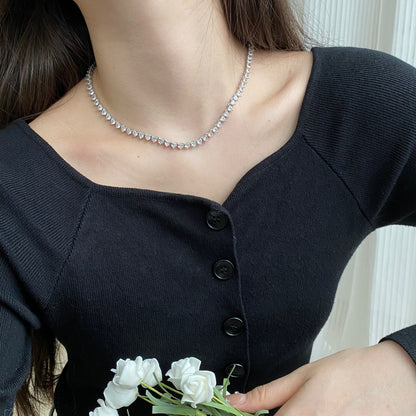 [Royal Jewelry]Ornate Heart Cut Tennis Necklace