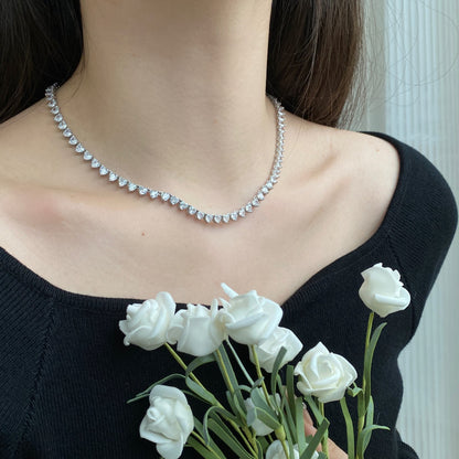 [Royal Jewelry]Ornate Heart Cut Tennis Necklace