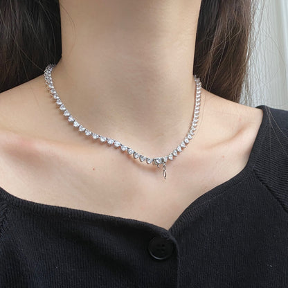 [Royal Jewelry]Ornate Heart Cut Tennis Necklace