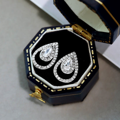 [Royal Jewelry]Sparkling Delicate Water Drop Shape Daily Earrings