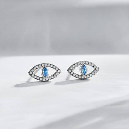 [Royal Jewelry]Blue Devil Eyes Hollow Stud Earrings