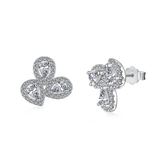 [Royal Jewelry]Ornate Flower Shape Pear Cut Lover Earrings