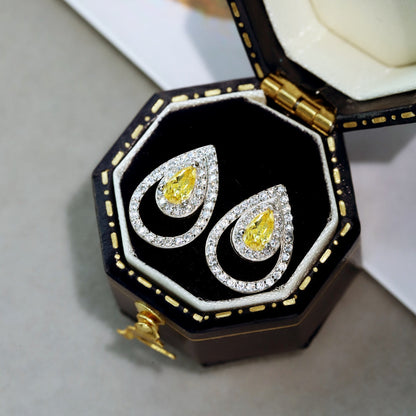 [Royal Jewelry]Sparkling Delicate Water Drop Shape Daily Earrings