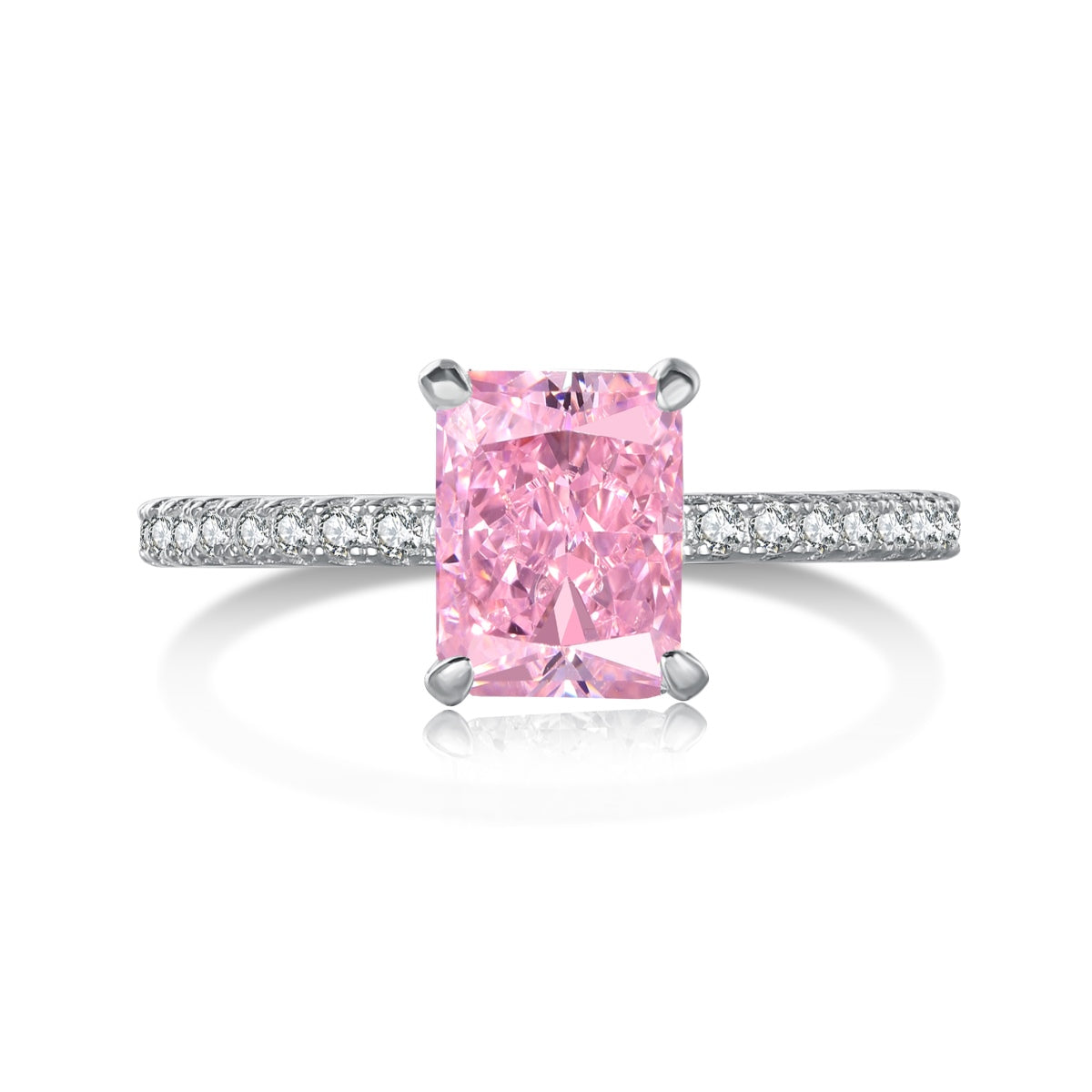 [Royal Jewelry]2.0 Carat Dazzling Sparkling Radiant Cut Party Ring