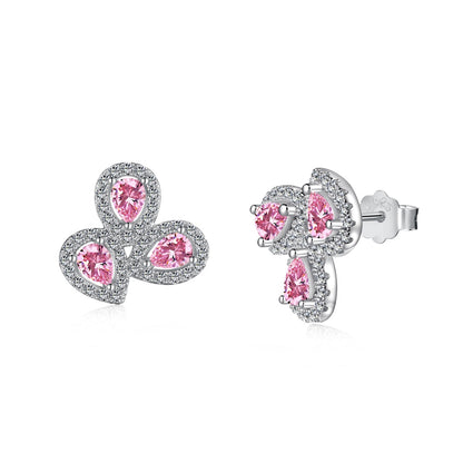 [Royal Jewelry]Ornate Flower Shape Pear Cut Lover Earrings