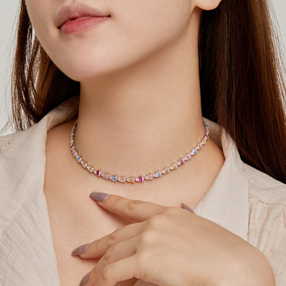 [Royal Jewelry]Radiant Colorful Rainbow Necklace