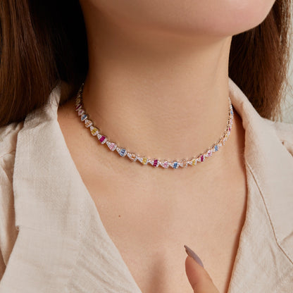[Royal Jewelry]Radiant Colorful Rainbow Necklace