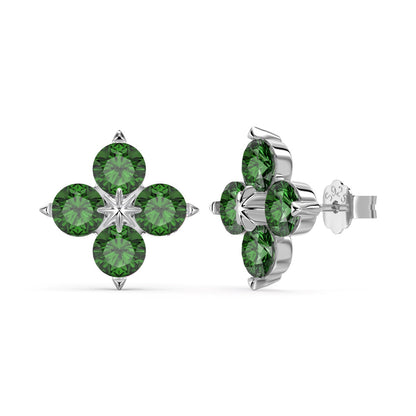 [Royal Jewelry]Four-Leaf Clover Eight-Pointed Star Earrings