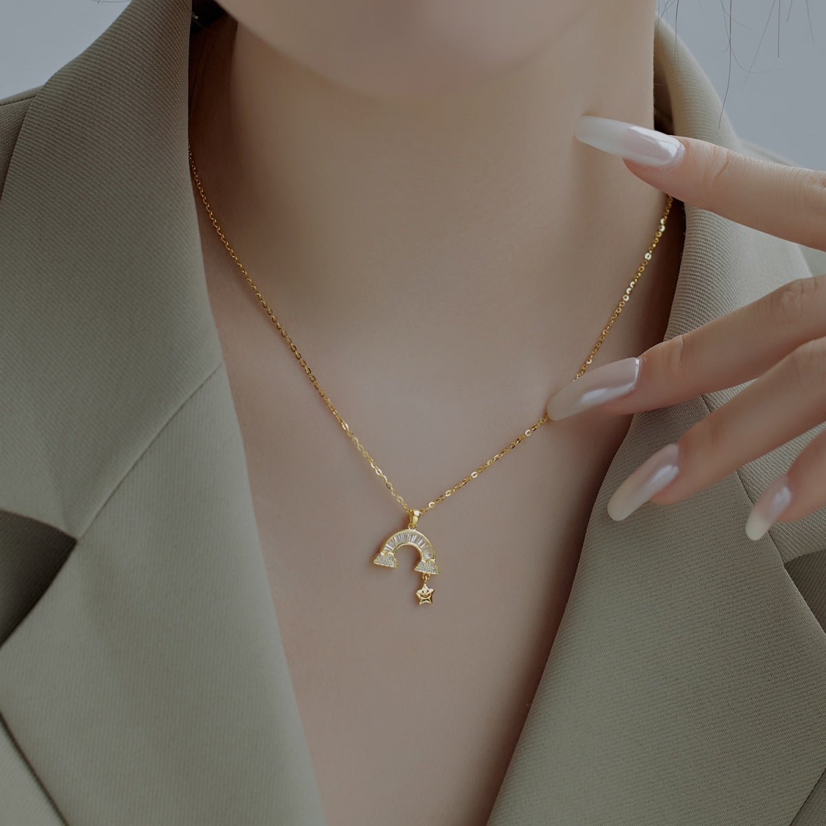 [Royal Jewelry]Unique Rainbow Star Necklace