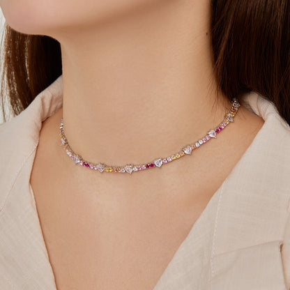 [Royal Jewelry]Delicate Colorful Rainbow Tennis Chain