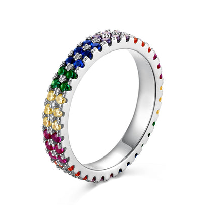 [Royal Jewelry]Unique Colorful Round Cut Tennis Ring