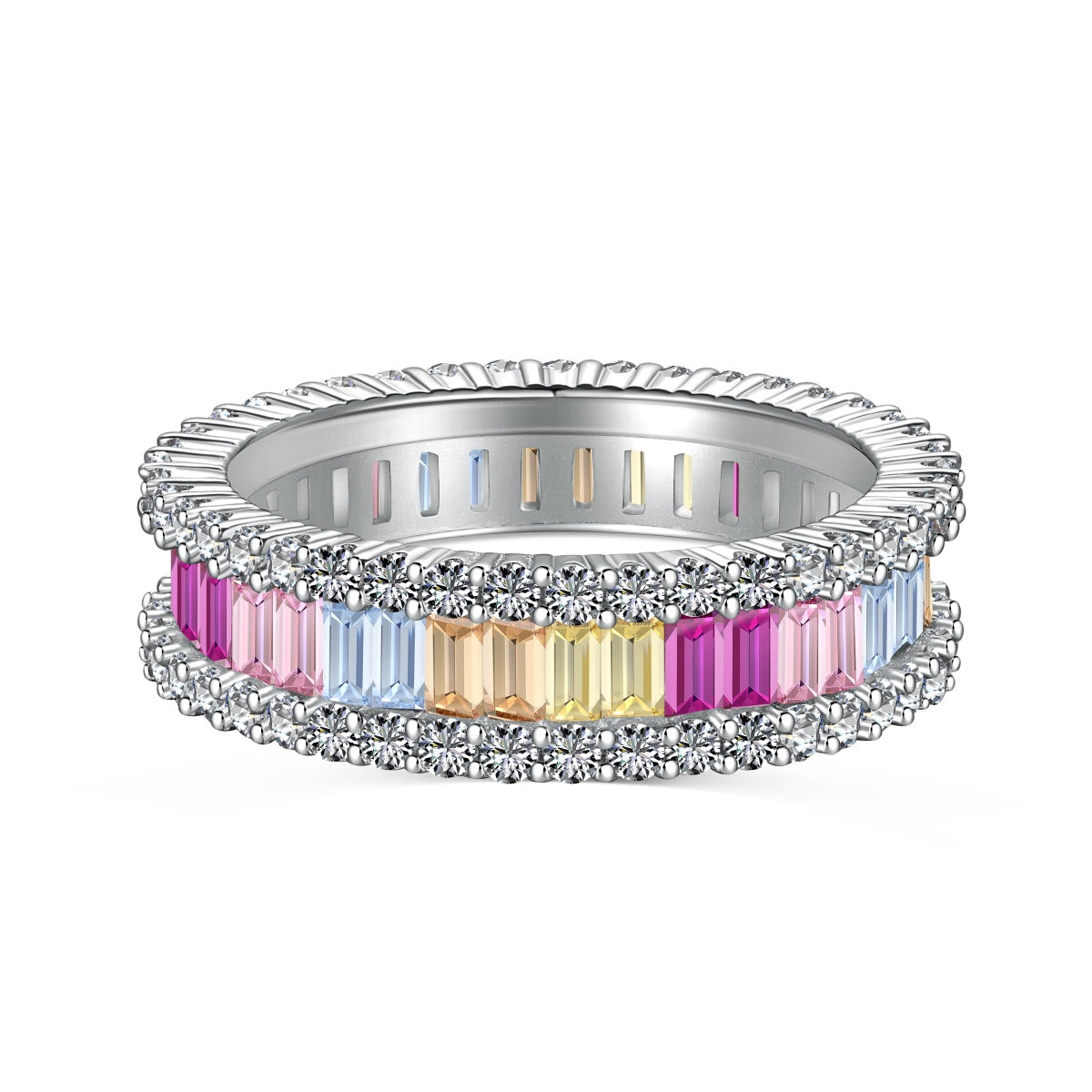 [Royal Jewelry]Dainty Kaleidoscopic Emerald Cut Daily Ring