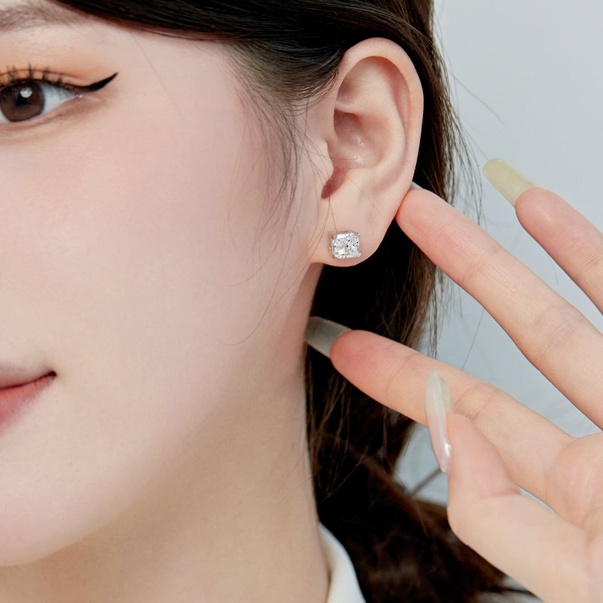 [Royal Jewelry]1.0 Carat Radiant Princess Cut Wedding Earrings