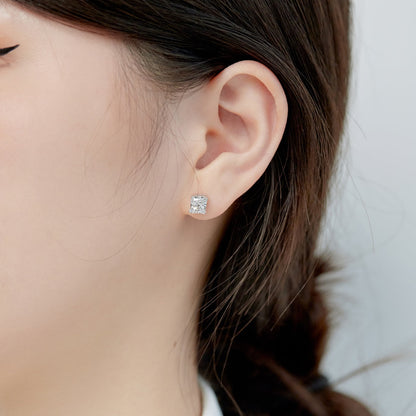 [Royal Jewelry]1.0 Carat Radiant Princess Cut Wedding Earrings