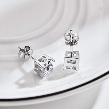 [Royal Jewelry]1.0 Carat Radiant Princess Cut Wedding Earrings