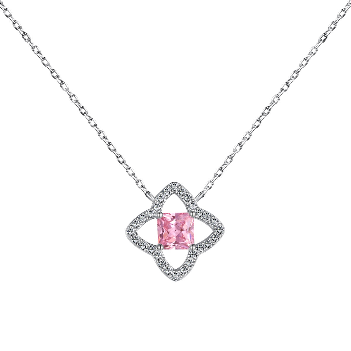 [Royal Jewelry]Exquisite Flower Shape Princess Cut Necklace