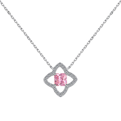 [Royal Jewelry]Exquisite Flower Shape Princess Cut Necklace