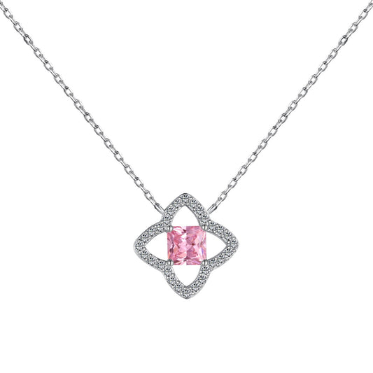 [Royal Jewelry]Exquisite Flower Shape Princess Cut Necklace