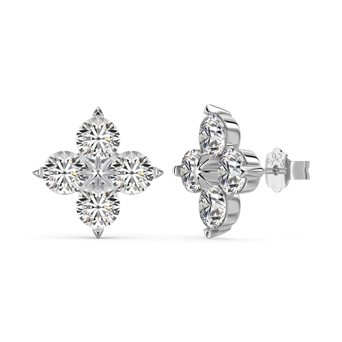 [Royal Jewelry]Four-Leaf Clover Eight-Pointed Star Earrings