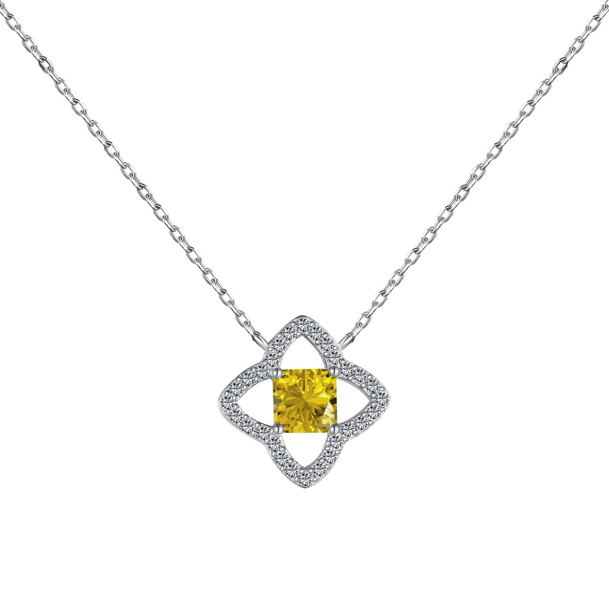 [Royal Jewelry]Exquisite Flower Shape Princess Cut Necklace