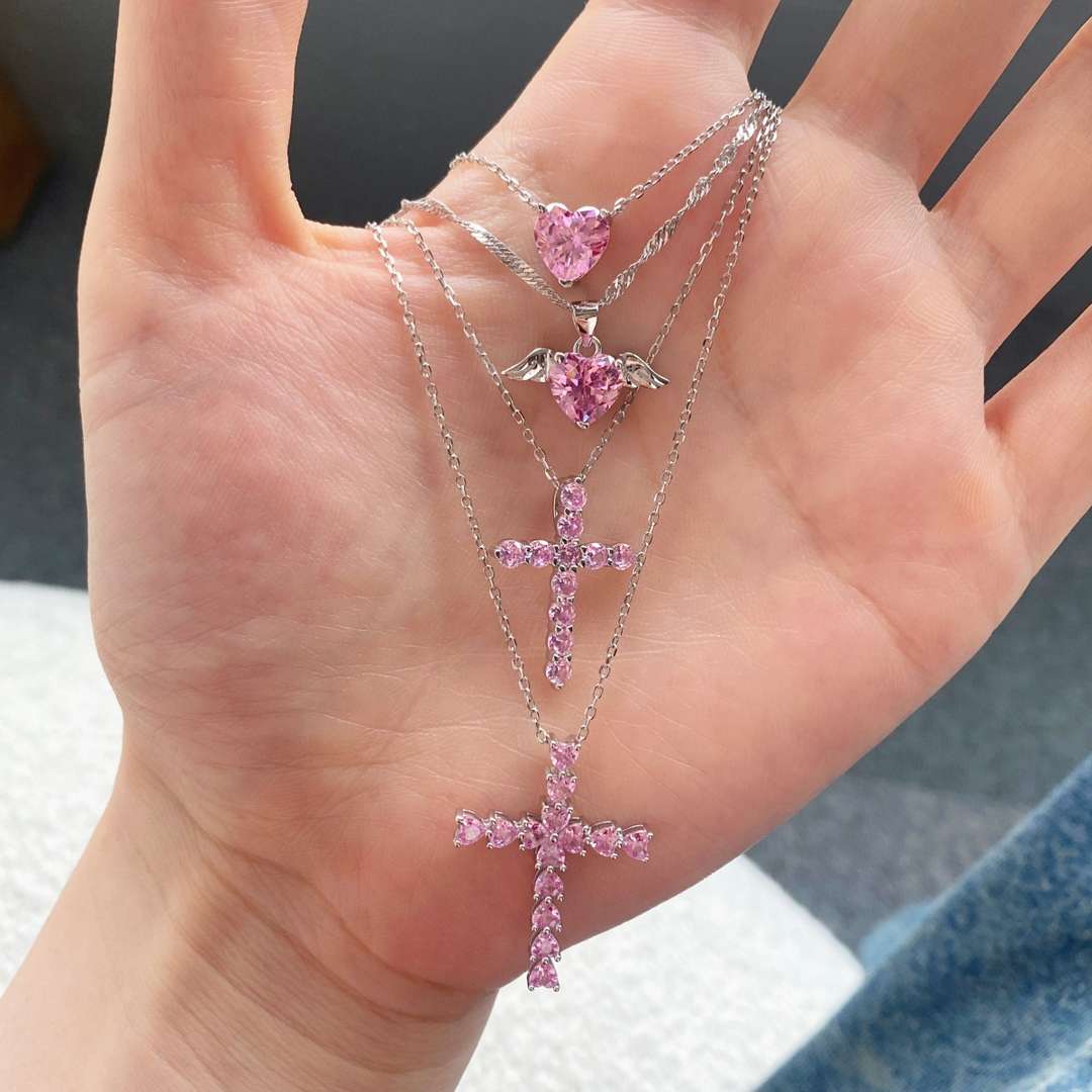 [Royal Jewelry]Heart Shape Main Stone Pendant Collarbone Necklace