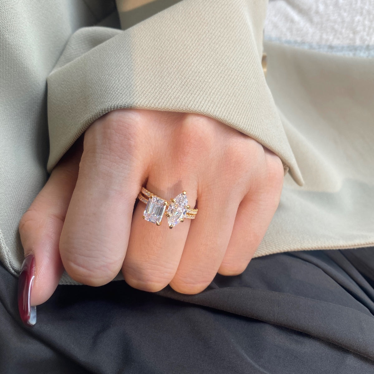 [Royal Jewelry]2.0 Carat Scintillating Ornate Radiant Cut Party Ring