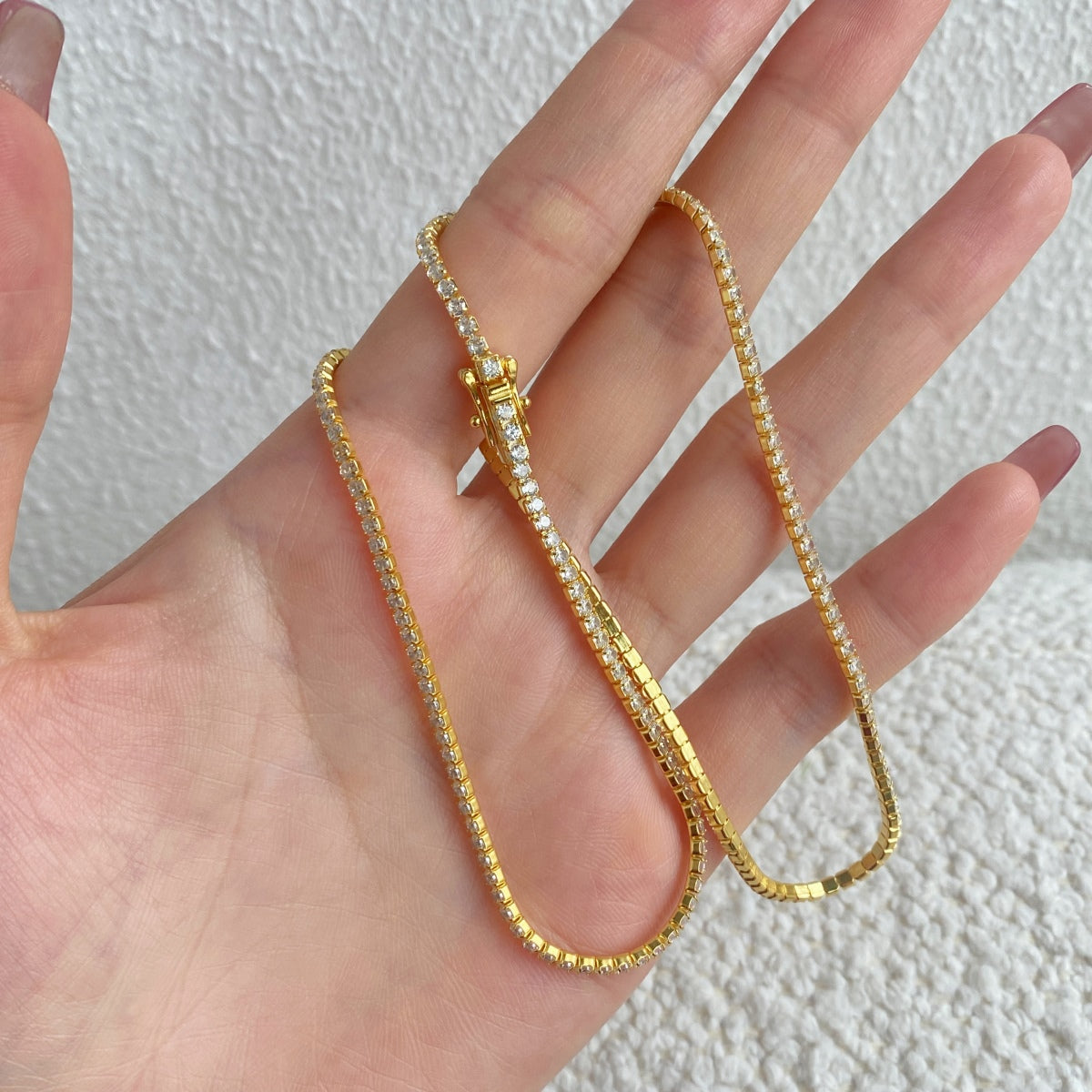 [Royal Jewelry]Delicate Round Shape Tennis Necklace