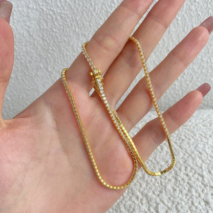 [Royal Jewelry]Delicate Round Shape Tennis Necklace