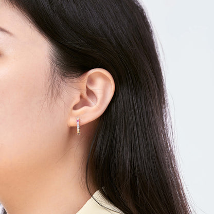 [Royal Jewelry]Radiant Colorful Round Cut Earrings