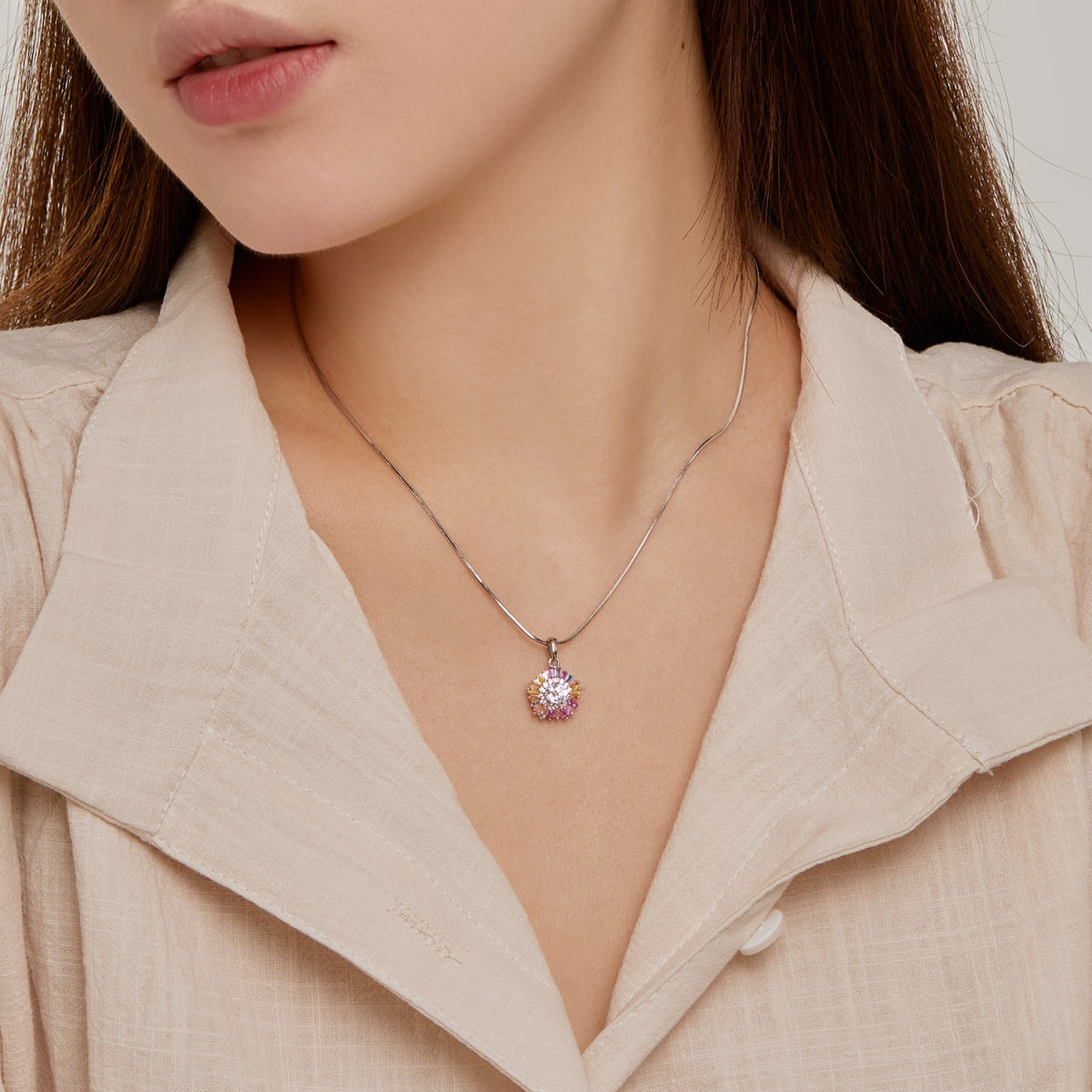 [Royal Jewelry]Charming Flower Colorful Necklace
