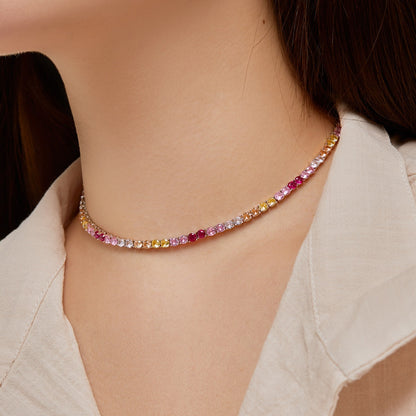 [Royal Jewelry]Delicate Colorful Tennis Necklace