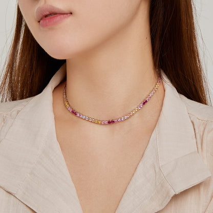 [Royal Jewelry]Delicate Colorful Tennis Necklace