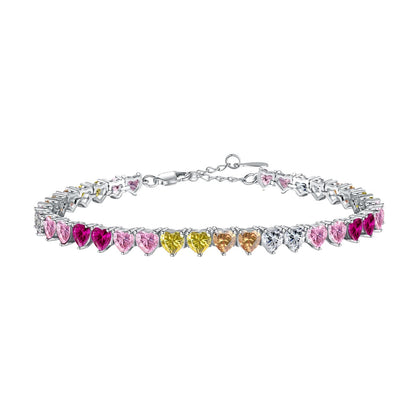 [Royal Jewelry]Luxurious Colorful Romantic Heart Shape Lover Bracelet