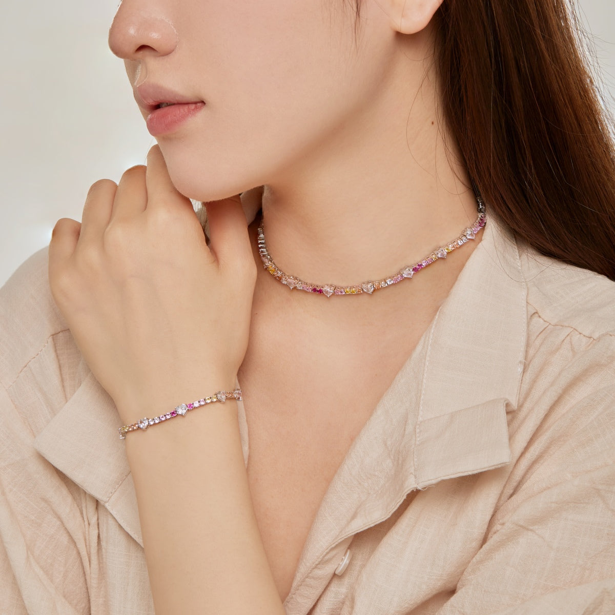 [Royal Jewelry]Delicate Romantic Heart Shape Lover Bracelet