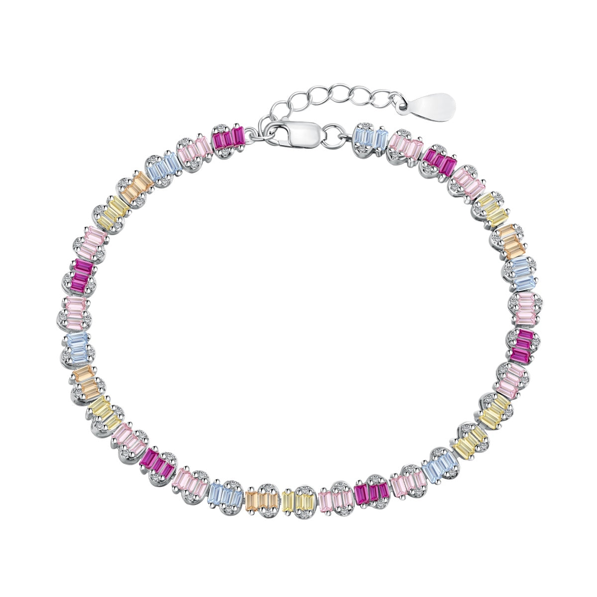 [Royal Jewelry]Delicate Colorful Emerald Cut Party Bracelet