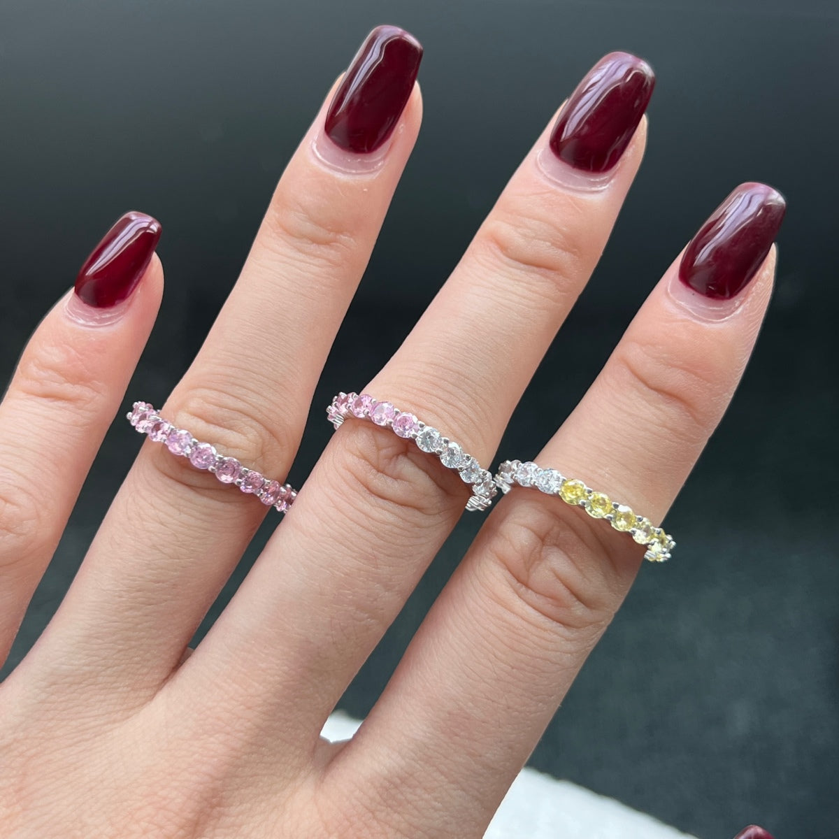 [Royal Jewelry]Sparkling Round Cut Tennis Ring