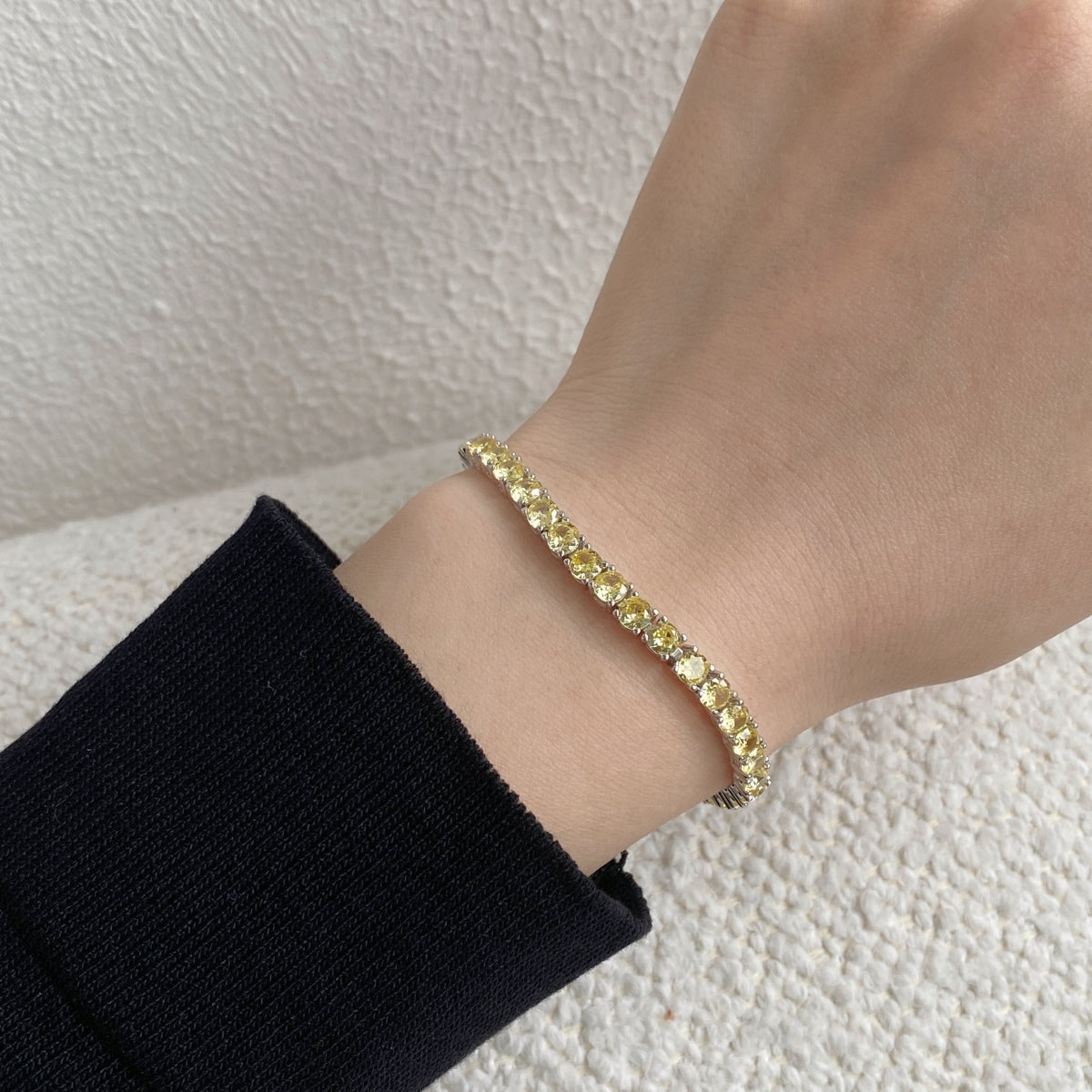 [Royal Jewelry]Ornate Dazzling Round Cut Tennis Bracelet