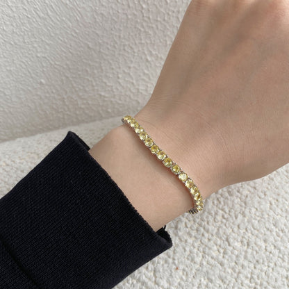 [Royal Jewelry]Ornate Dazzling Round Cut Tennis Bracelet