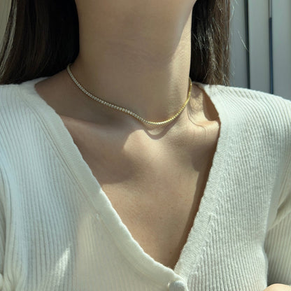 [Royal Jewelry]Delicate Round Shape Tennis Necklace