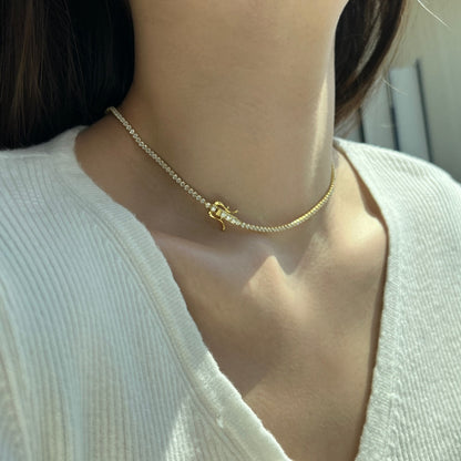 [Royal Jewelry]Delicate Round Shape Tennis Necklace