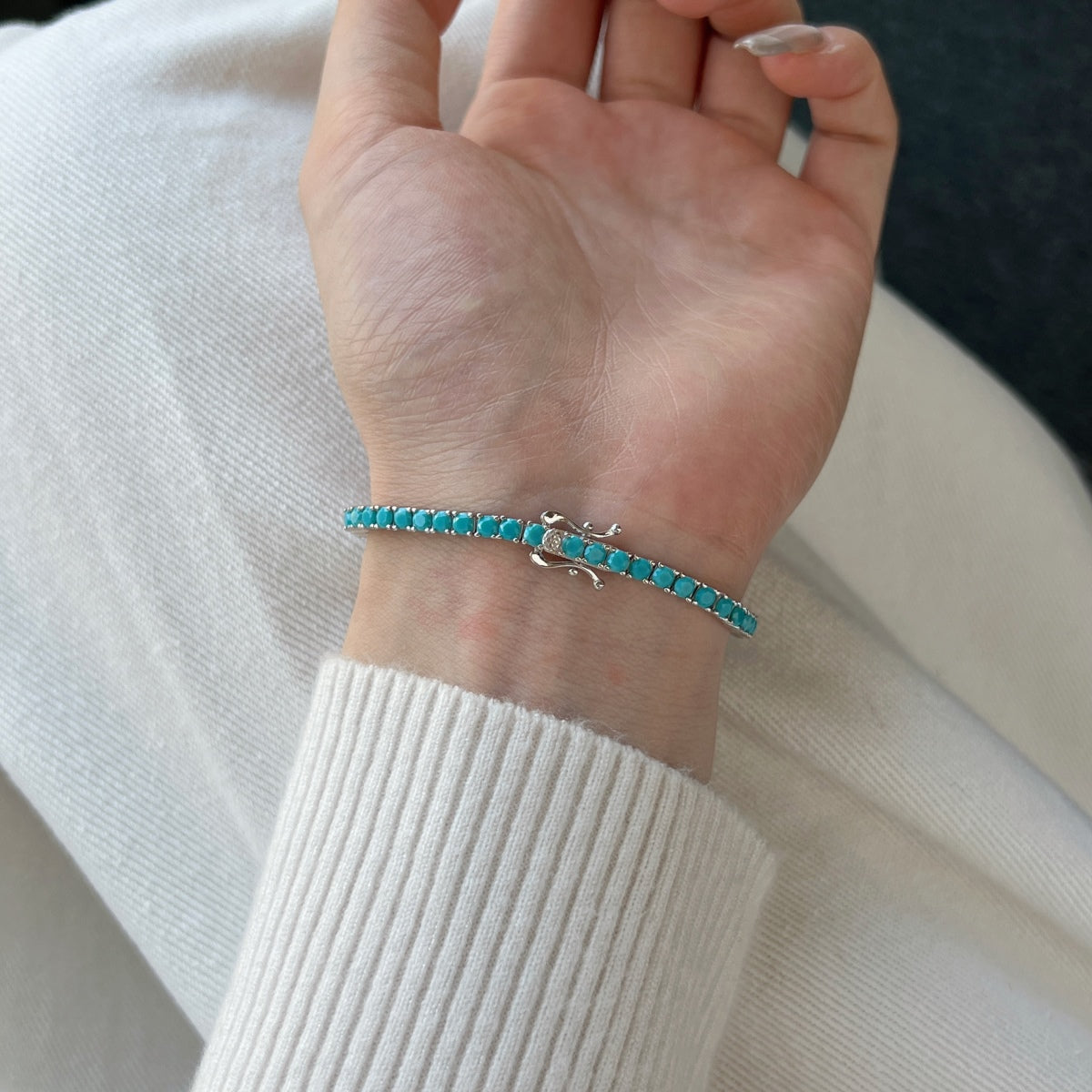 [Royal Jewelry]Dainty Charming Round Cut Tennis Bracelet