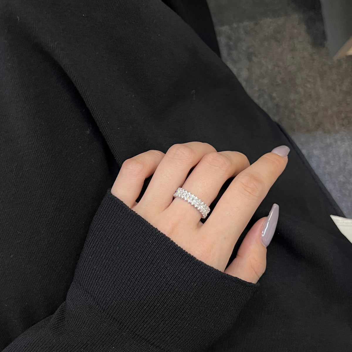 [Royal Jewelry]Splashy Ornate Emerald Cut Cocktail Ring