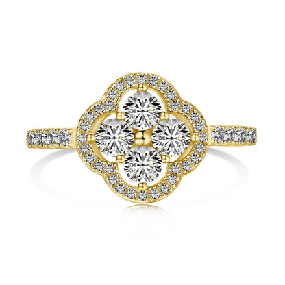 [Royal Jewelry]Four Leaf Clover Flower Design Ring
