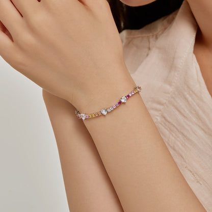 [Royal Jewelry]Romantic Heart Shape Round Cut Lover Bracelet
