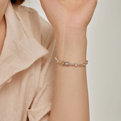 [Royal Jewelry]Romantic Heart Shape Round Cut Lover Bracelet